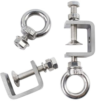 QUTHZZHY 2 Set Morsetti a C in Acciaio Inox 304 Campo di Serraggio Regolabile 0-25 mm con Ganci e Golfari in Acciaio Inox per la Lavorazione del Legno la Saldatura e la Carpenteria