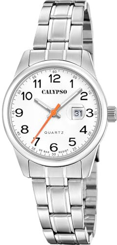 CALYPSO Reloj Analógico Mujer K5873/1 Cuarzo - Resistente al Agua 5 ATM Movimiento de Alta Precisión - Estilo Elegante y Clásico - Correa de Acero Inoxidable Plateado - Basic