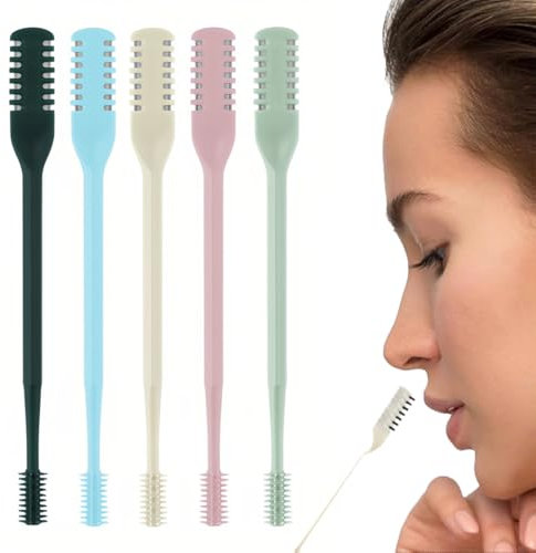 JEYORZY 5pcs Couteau à Cheveux de Nez, Tondeuse à Poils de Nez Manuelle 2 en 1 Tondeuse à Poils de Nez Portable Rasoir Nez Manuel Coupe Poil Nez