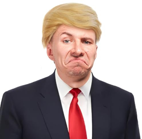 Trump Perücke Halloween Lustige Donald Präsident Kostüm für Erwachsene Prominente Party Blonde Perücke Kleidung für Männer und Frauen (Perücke)