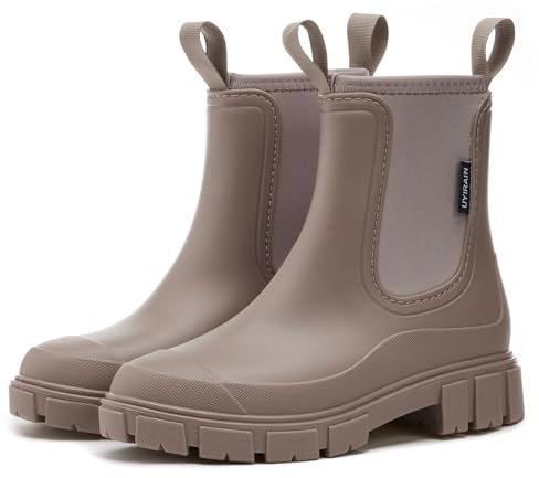 AONEGOLD Stivali Pioggia Donna Impermeabile Antiscivolo Leggere Comode Stivali Gomma Moda Pioggia per Esterni Giardinaggio Boots(Marrone,37 EU)