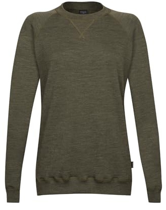 Dilling Sweatshirt aus natürlicher Merinowolle für Damen - Dunkelgrün meliert 46