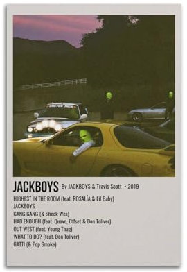 DPQICHH JackBoys und Travis Scott Albumcover-Poster, Ölgemälde, Poster, Wanddekoration, 30 x 45,7 cm, Wohnzimmer, Schlafzimmer, Küche, Bad