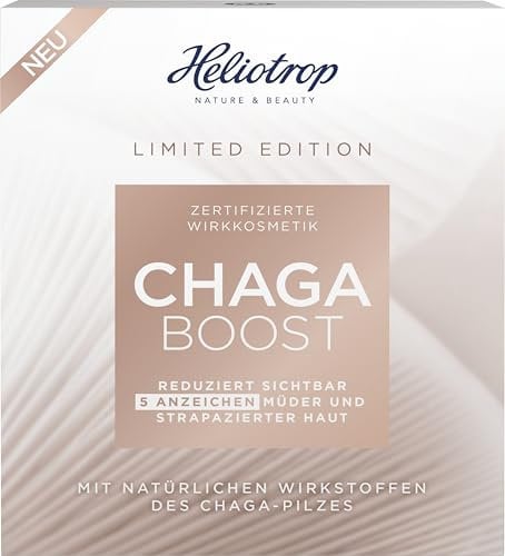 Heliotrop CHAGA BOOST Set, Anti-Aging Pflegeset mit Serum & Maske, mit Chaga-Pilz & Antioxidantien, reduziert Augenringe, beruhigt & glättet gestresste Haut, Vegan