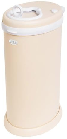 Ubbi Stainless Steel Nappy Pail, Odor Locking, No Special Bag Required, Award-Winning, Registry Must-Have, Oat Milk