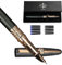 YUN CHUN Fountain Pen Fine Nib, Fancy Ink Pen with 5 Black & 5 Blue Ink Refills Cartridges, Best Pen Gift Set for Men & Women, Cool Metal Pen for Writing, Business Executive Pen for Work, Black