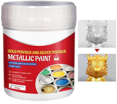 Peinture métallisée dorée – 500 ml de peinture en feuille d'or pour peinture métallique artistique, peinture dorée | Peinture dorée résistante à la chaleur, peinture dorée à séchage rapide, fourniture