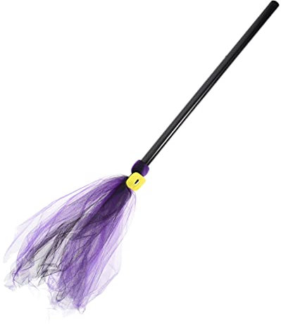 VICASKY Scopa magica della strega decorazioni di Halloween per decorare mini calderone Halloween massa scopa supporto cosplay Halloween casa delle bambole ornamenti viola