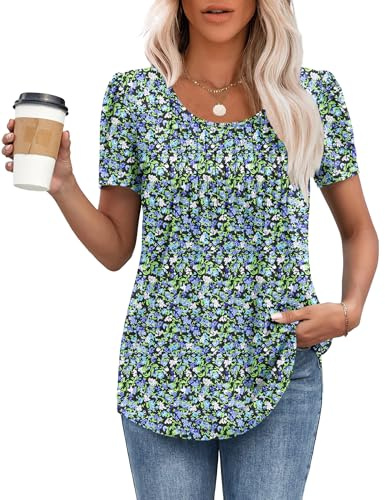 MOLERANI Ladies Tops Round Neck Loose Casual Pleated T Shirt