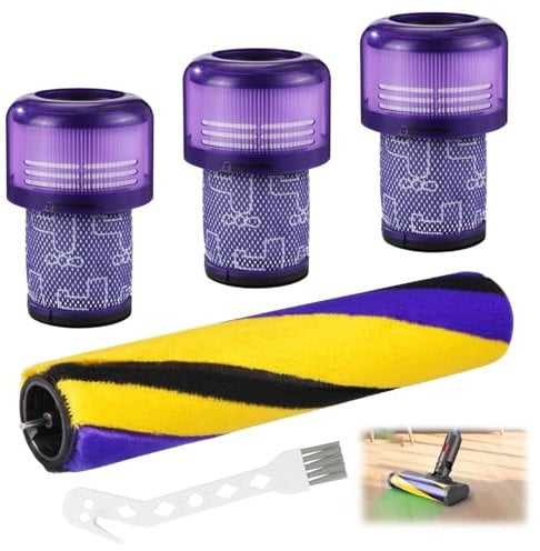 ZHEHNSA 5 piezas para filtros Dyson V12, filtro HEPA para aspiradora Dyson V12 Detect Slim Series, para Filter V12 Aspiradora, set con 3 filtros de repuesto, 1 cepillo de rodillo, 1 cepillo