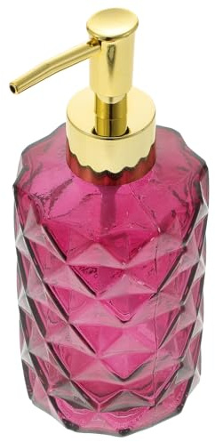 BESPORTBLE 400ml Glass Pump Bottle Soap Dispenser Set Purple Press Pump for Hand Soap and Shampoo, Refillable Bathroom Shower Liquid Container