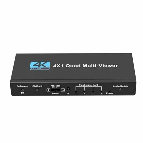 Plyisty Répartiteur D'interface Multimédia Haute Définition 4K, Commutateur de Signal 4 en 1 avec Télécommande, pour Téléviseurs, PC, DVD, Consoles de Jeu, Projecteurs