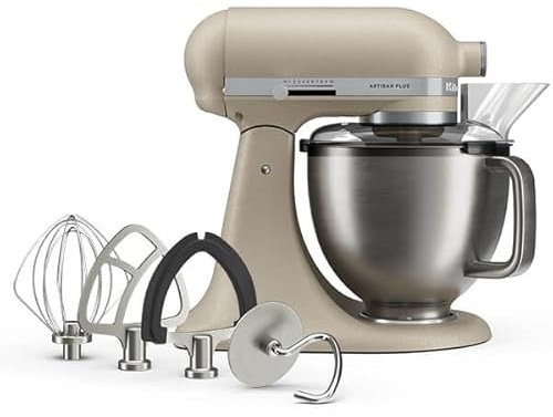 KitchenAid Artisan Plus 4.7L Tilt-Head Stand Mixer, Stainless Steel Bowl, 10 Speeds, Dough Hook, Flat Beater & Wire Whisk Included, Oat