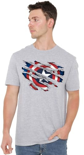 Marvel Press Herren Captain America Zerrissen T-Shirt (1er Pack)