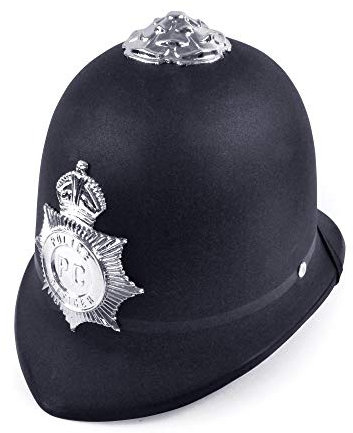 Bristol Novelty Unisex Bobby-Helm für Polizei-Kostüm, für Erwachsene (Einheitsgröße) (Schwarz/Silber)