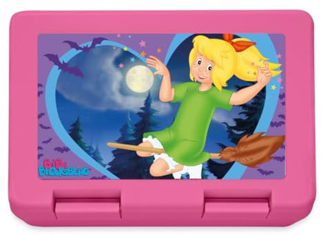 Spreadshirt Bibi Blocksberg fliegt durch die Nacht Brotdose Lunchbox, One size, Pink