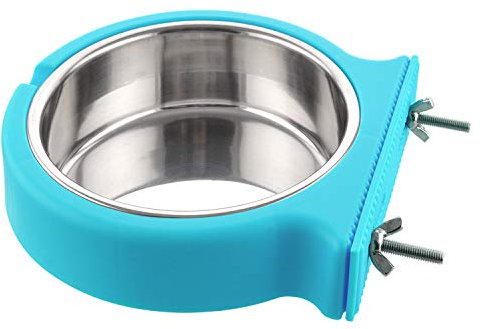 MOACC Futternapf für Käfige Pet Hanging Abnehmbare Käfig Edelstahl Lebensmittel Wasser Blau Schalen für Hunde Katzen Kleine Tiere