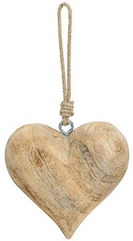 matches21 Herz Hänger Fensterhänger Dekohänger Dekoherz Holzherz Anhänger Mango Holz braun rustikal 1 STK - Ø 12 cm