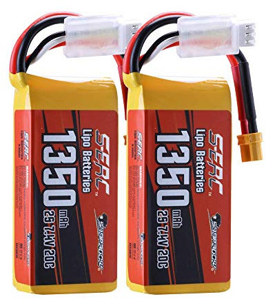 SUNPADOW 2 Pack 2S 7.4V Lipo Battery 1350mAh 20C Soft Pack with XT30 Plug Rechargeable for RC FPV Helicopter Airplane Drone Receiver Quadcopter Racing Hobby