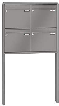 RENZ / RS2000 / 4er Freistehende Briefkastenanlage Standbriefkasten/RAL-Farbe 9007 Volumen 1/zum Einbetonieren/Dein-Briefkasten.de