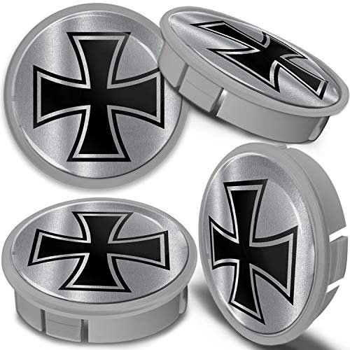 SkinoEu 4 x 60mm Silber Schwarz Alufelgen Nabenkappen Felgen Kappen Felgendeckel Radkappen Radnabendeckel Nabendeckel Felgenkappen Radnabendeckung CXS 15