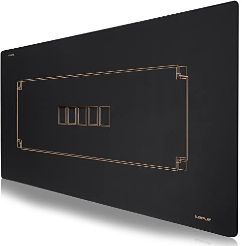 SLOWPLAY Godel Texas Holdem Pokermatte 120x70cm I schwarz und champagnerfarben pokerteppich |Premium und Deluxe Tragbarer Pokertischauflage, Wasserabweisend Pokertuch - Pokerteppich