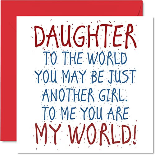 Stuff4 Schöne Geburtstagskarten für Tochter – Daughter You Are My World – Geburtstagskarte von Vater oder Mutter, Tochter, Geburtstagsgeschenke, 145 mm x 145 mm für Sohn, Grußkarten für Mädchen
