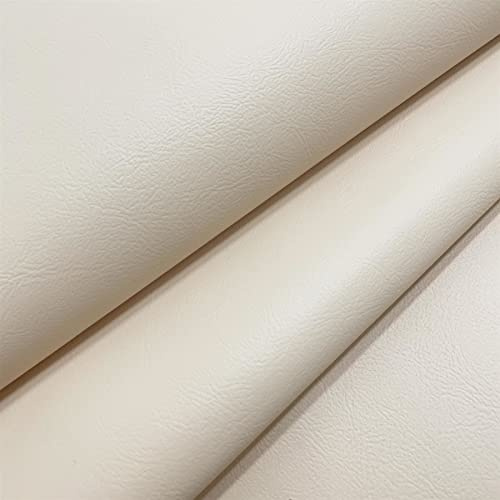 Fire Retardant Faux Leather Thick Leatherette Vehicle Restoration Sofa Upholstery Fabric - Suitable for Domestic and Commercial use - Cream - 1 Metre