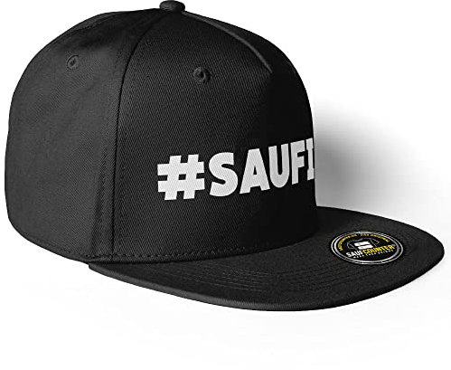 MERCHIFY Saufi Snapback Cap Malle Party #SAUFI Schlagerparty Hab ich Saufi gehört (10 Farbvarianten), Farbe: Schwarz/Schwarz