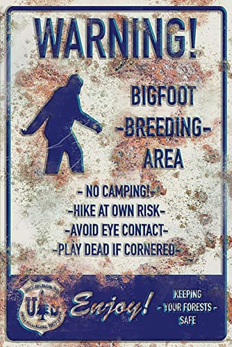 Bigfoot Breeding Area Metall Retro Plakette Warnschild Metall Blechschild Vintage Poster Bar Jagdhütte Wohnzimmer Küche Badezimmer Home Art Wanddekoration Plakette Geschenk