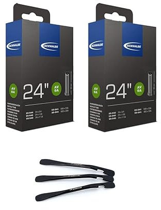 2er Set Schwalbe Fahrrad Schlauch AV9 A 40mm 24 Zoll (20/28-540/541) inklusive 3 MSZweirad Metall Reifenheber