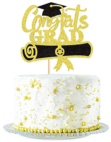 1 Stück Glückwünsche Grad 2024 Kuchen Topper Klasse von 2024 Kuchen Topper Glitter Glückwünsche Grad Cap 2024 Abschluss Kuchen Pick für 2024 Abschluss Thema High School Graduate Party