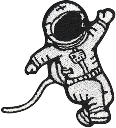 Urbanski Patch Astronaut im Weltall Raumschiff Rakete Planet zum Aufbügeln 7,5 x 7 cm | Aufnäher Applikation Bügelbild