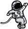 Urbanski Patch Astronaut im Weltall Raumschiff Rakete Planet zum Aufbügeln 7,5 x 7 cm | Aufnäher Applikation Bügelbild