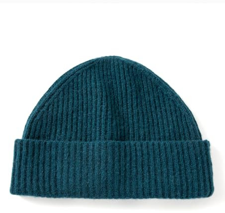 Villand Cappello a Coste in Cashmere al 100% per Uomo, Cuffia Invernale da Sci in Cashmere Puro Ultra Morbida (Turchese)