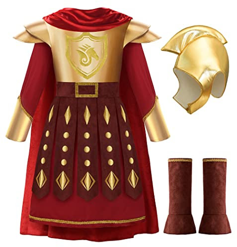 ReliBeauty Römisches Gladiator Kostüm Kinder Rom Krieger Zenturio Junge mit Mütze,110