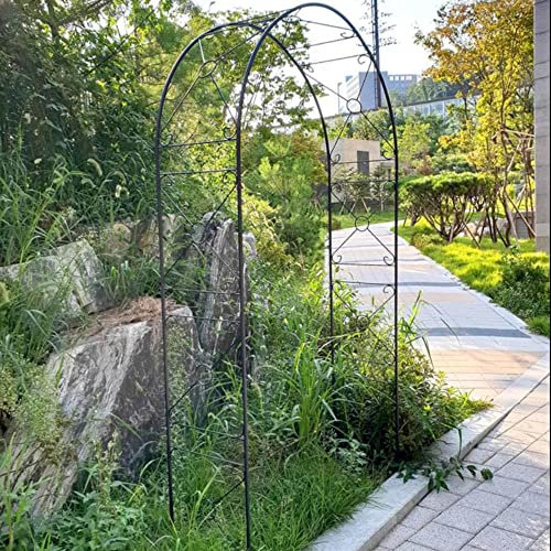 KADEUX Rosen Bogen Rankbogen Aus Metall Für Clematis, Weinreben, Witterungsbeständig Rankhilfe Gartenbogen, Schwarz/Weiß Hochzeitsbogen Kletterpflanzen Spalier, B160xH240xT38cm (Color : Black)