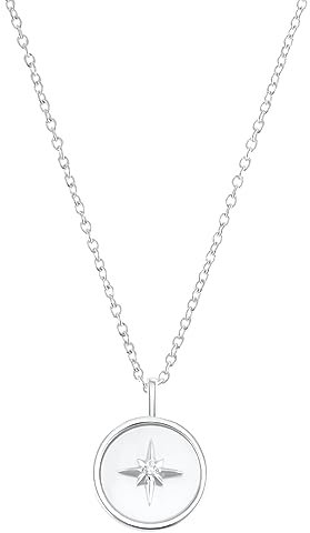 s.Oliver Kette mit Anhänger 925 Sterling Silber Damen Halsschmuck, mit Zirkonia synth., Perlmutt, 42+3 cm, Silber, Stern, Kommt in Schmuck Geschenk Box, 2036863