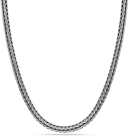LeCalla 925 Sterling Silber Schmuck Italienisches Design Antike Fuchsschwanz Kette Halskette Hypoallergene Vintage Kette Halsketten für Männer Frauen mit Hummer Klaue Verschluss 18 Zoll