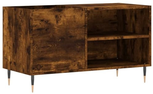 vidaXL Armoire à Disques, Support de Tourne-Disque, Armoire Latérale avec Rangement, Buffet de Salon, Moderne, Chêne Fumé Bois d'Ingénierie