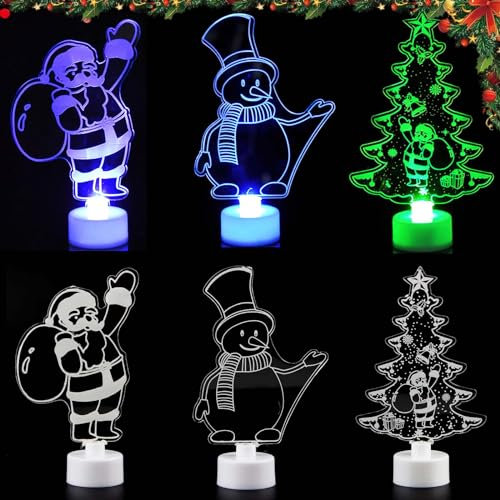 XiXiRan Weihnachtliches Acryl-Lichtschild*6pcs, LED Weihnachtsbaum Neonlicht Schild, Neon Light Wandleuchte Zeichen Innen, Wandkunst Leuchtreklame Decoration Schreibtisch Nachtlicht für Weihnachten