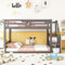 Kinderbett Etagenbett 90x200, Hochbett mit Treppe, Stockbett, Spielbett, Jugendbett, Etagenbettgestell mit Lattenrost, ohne Matratze, Grau