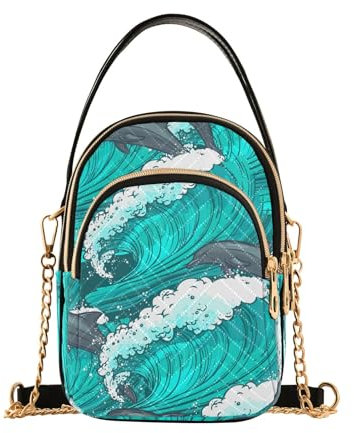 GAIREG Blaue Wellen Delphin Frauen Taschen Crossbody Handy Geldbörse Crossbody, Blaue Wellen Delphin