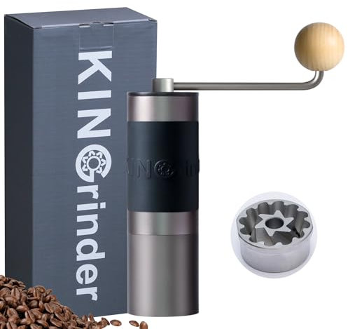 KINGrinder K2 Moulin à café manuel à poignée droite avec 140 degrés de mouture réglables pour Aeropress, presse française, drip, expresso, capacité de 25 g