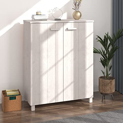 ARKEM Schuhschrank HAMAR Weiß 85x40x108 cm Massivholz Kiefer Schuhkarton Schuhschrank Breit