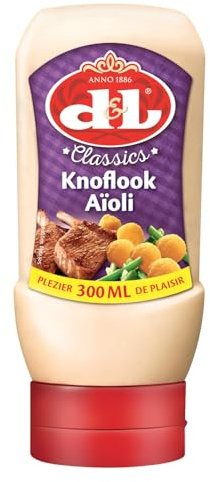Hymor D&L Aioli Sauce Sauce - 2x 300ml - französisch für Knoblauch-Mayonnaise, Allioli Knoblauch-Creme von Devos & Lemmens, zu Burger & Pommes, als Dip, zu Fisch- und Fleischgerichten