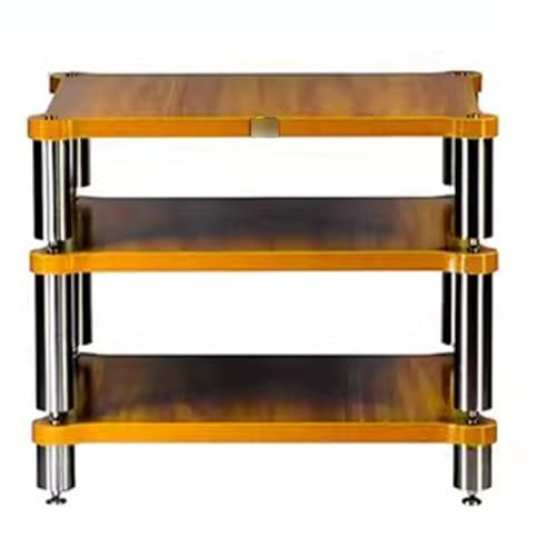 3-stufiges HiFi-Rack AV-Regal HiFi-Massivholz-Audio-Rack-Lautsprecher-Verstärkerschrank TV-Ständer Mit Medienablagen Audio-Video-Komponenten (Color : Wood Color, S : 60 * 50 * 48cm)