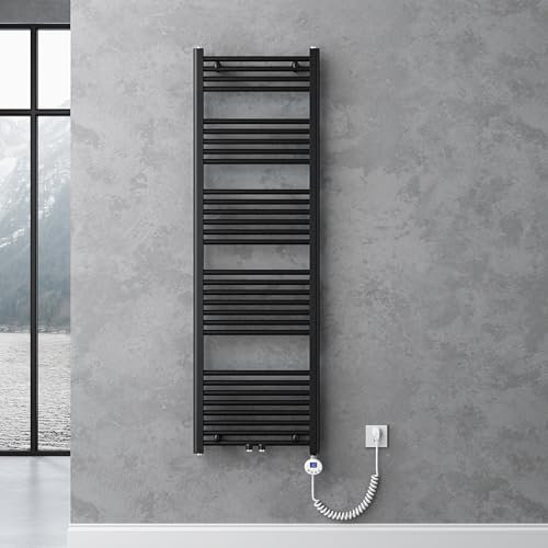 doporro Radiador de Baño Calentador de Toallas 160x50cm Radiador Tubular Horizontal Calefacción Eléctrica Antracita con Elemento Calefactor Eléctrico 800W