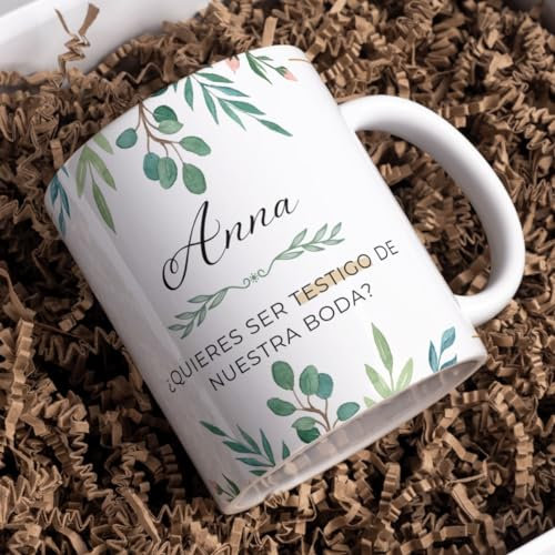 Taza para Testigo de Boda Personalizable con Nombre y Frase, Quieres ser mi Testigo, Gracias Por Ser Mi Testigo, Regalo Testigo, Detalle para Testigos de Boda