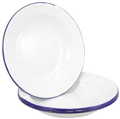 Luxshiny Lot De 5 Assiettes En Émail Plat Alimentaire En Émail Assiette De Fruits Rétro Surface Lisse Facile À Nettoyer Pour Restaurant Et Maison